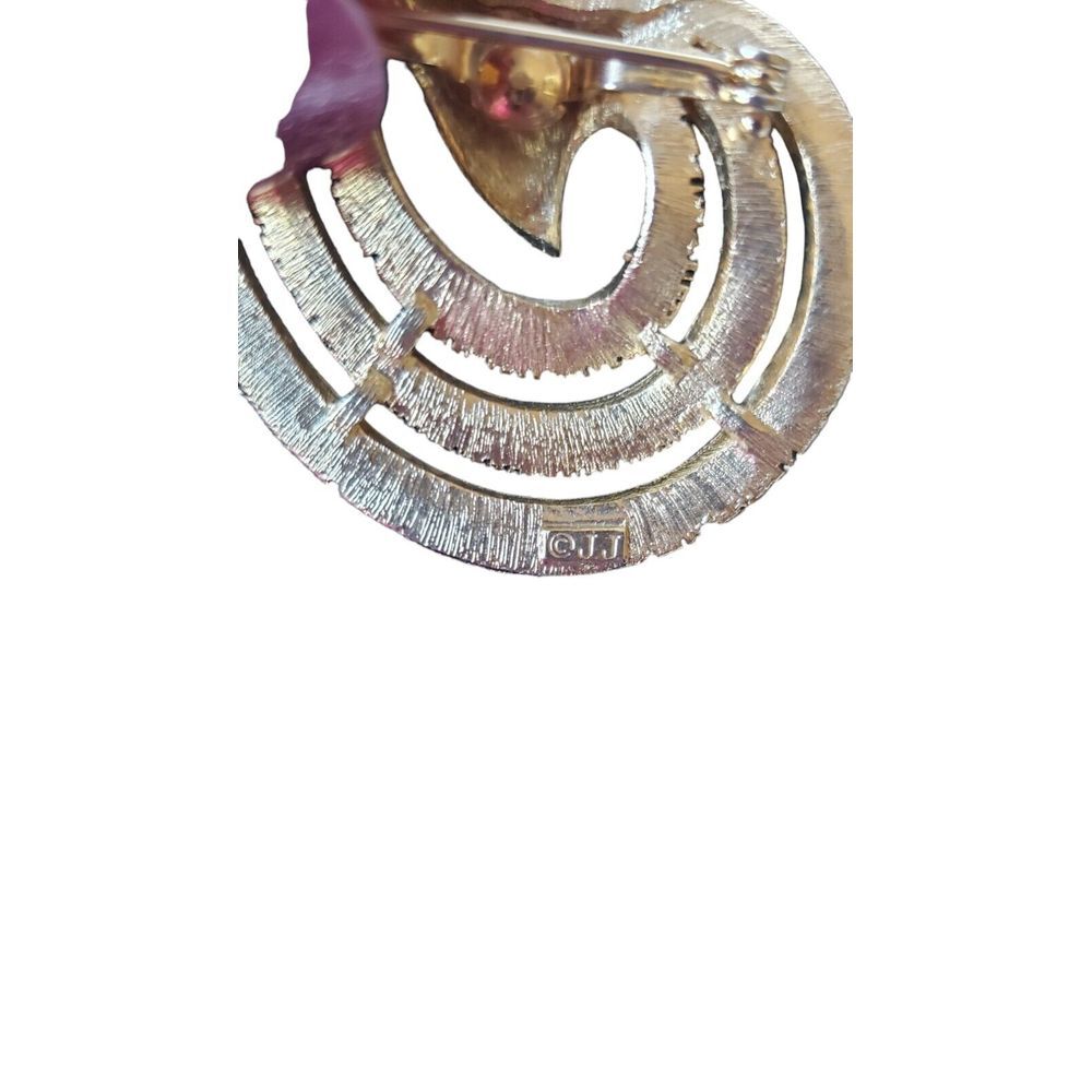 JJ Jonette Vintage Gold Tone Wave Brooch Brushed Layered Late 50s/60s Art Deco